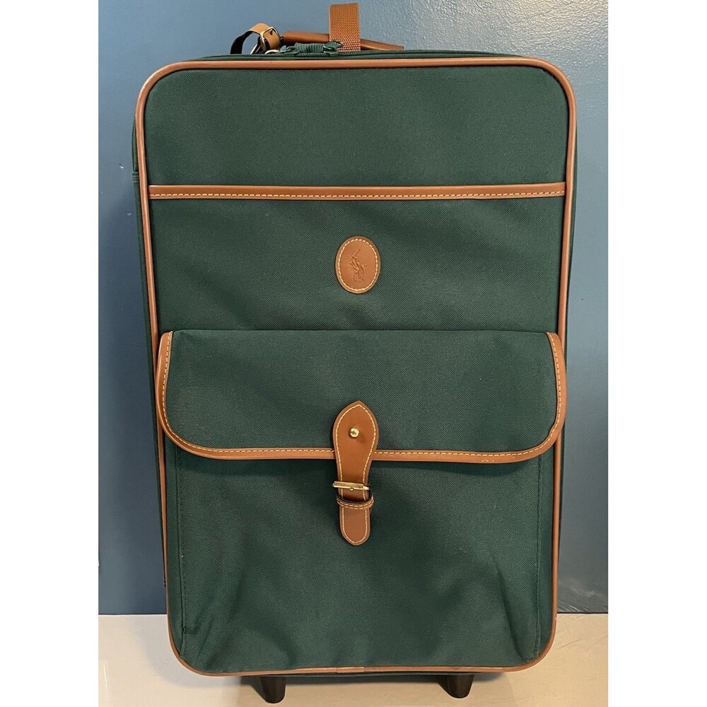 Vintage Polo Ralph Lauren Suitcase Hunter Green Roller Wheels Carry On Size 90’s